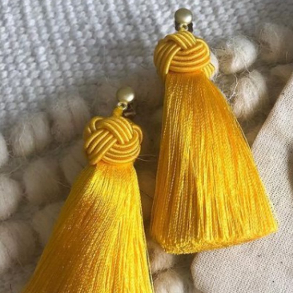 Yellow Tassel Knot Drop Earrings - Women Jewelry Earrings